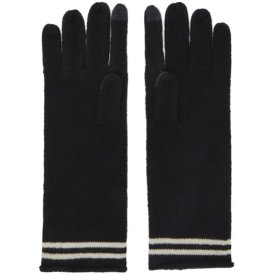 Shop Undercover Black Wool Striped Gloves
