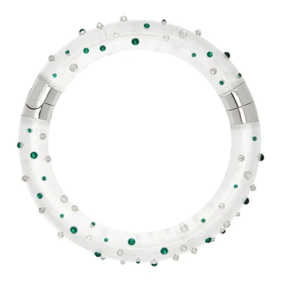 Shop Bottega Veneta Transparent Dot Necklace In 9972 White/parakeet/