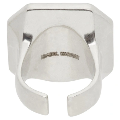 Shop Isabel Marant Silver & Black Stone Ring In Bksi Black/silver