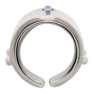 Shop We11 Done Silver Joint Ring In Blue
