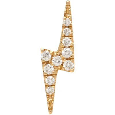 Shop Maria Tash Gold 11mm Diamond Lightning Bolt Threaded Stud Earring In Yellow Gold