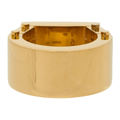 Shop Bottega Veneta Gold Bolt Ring In 8120 Yellow Gold