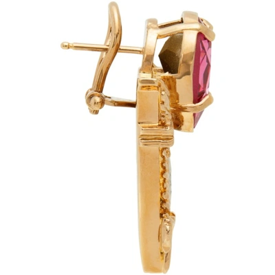 Shop Versace Gold & Pink Virtus Stud Earrings In 4j110 Gold Rose