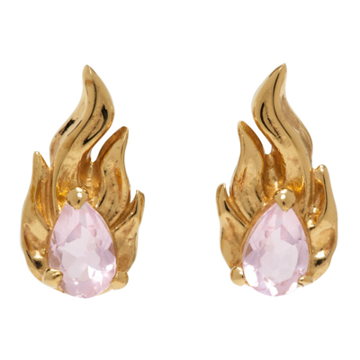 Shop Alan Crocetti Ssense Exclusive Gold Pink Micro Gem In Heat Earring In Pink Gold