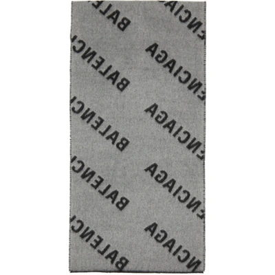 Shop Balenciaga Black & Grey Allover Logo Macro Scarf In 0107 Black/white