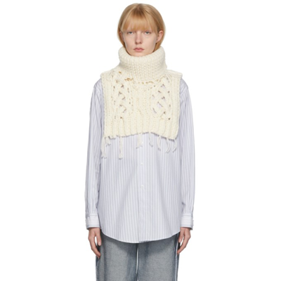 Off-white Knit Turtleneck Stole In 102 Off White
