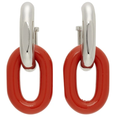 Shop Paco Rabanne Silver & Orange Kimura Edition Xl Link Earrings In M802 Orange/silver