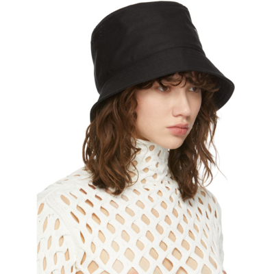 Shop Valentino Black Vltn Bucket Hat In 0ni Nero/bianco