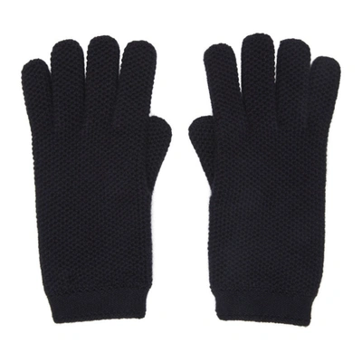 Shop Loro Piana Navy Crochet Gloves In W000 Blue N