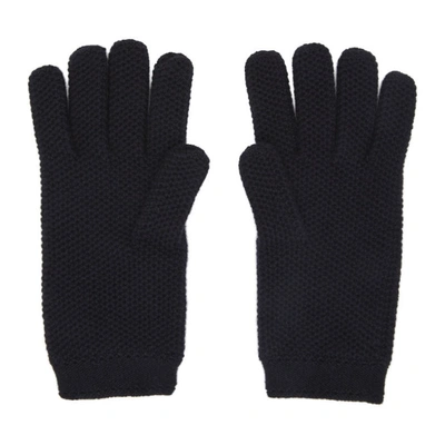 Shop Loro Piana Navy Crochet Gloves In W000 Blue N