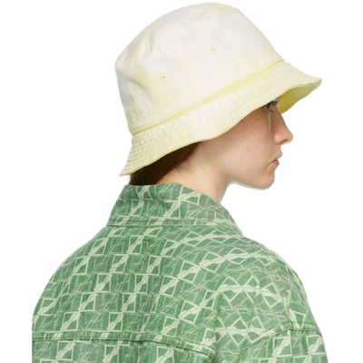 Shop We11 Done Yellow Iridescent Logo Hand-bleached Bucket Hat