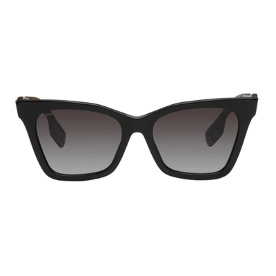 Shop Burberry Black Check Detail Square Sunglasses In 39428g