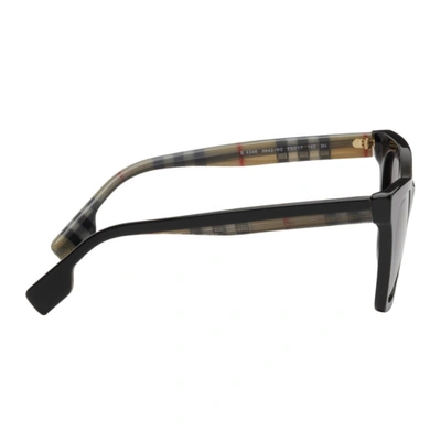 Shop Burberry Black Check Detail Square Sunglasses In 39428g