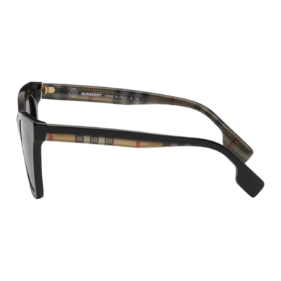 Shop Burberry Black Check Detail Square Sunglasses In 39428g