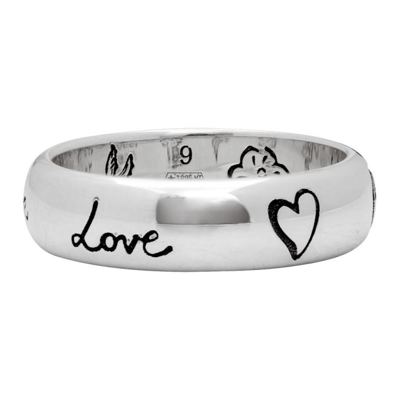 Blind For Love 5mm Sterling Silver Band Ring In Black,silver Tone
