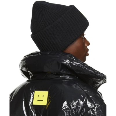 Shop Acne Studios Black & Yellow Face Patch Beanie In Bwx Black/yellow