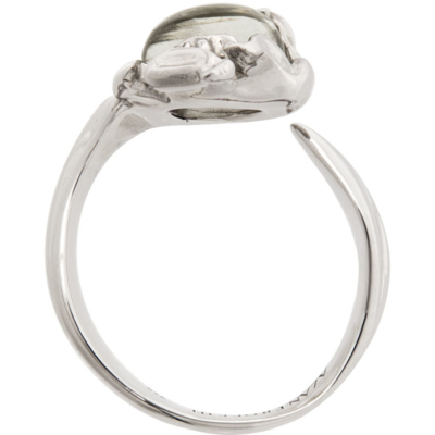 Shop Alan Crocetti Silver & Green Ember Ring In Rhodium Vermeil