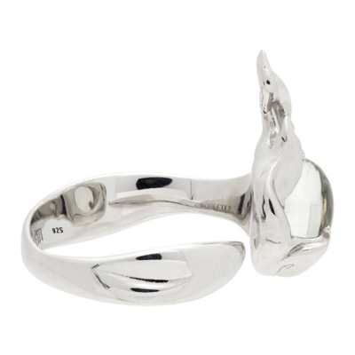 Shop Alan Crocetti Silver & Green Ember Ring In Rhodium Vermeil