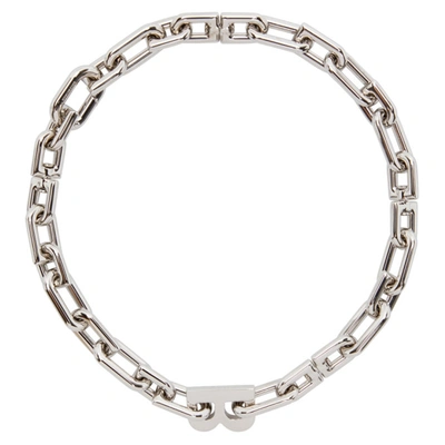 Shop Balenciaga Silver Thin B Chain Necklace In 0926 Shiny Silver