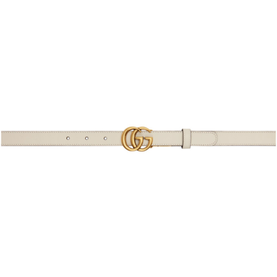Shop Gucci Reversible White & Brown Thin Gg Marmont Belt In 9083 M.wh/porcelain