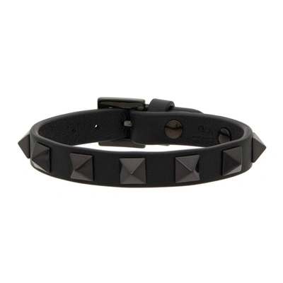 pint Klassifikation Med det samme Valentino Garavani Black Rockstud Leather Bracelet | ModeSens