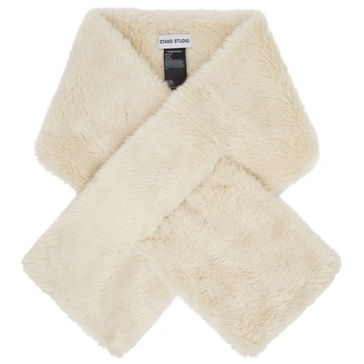 Shop Stand Studio Off-white Faux-fur Jayla Scarf In 96000 Off White