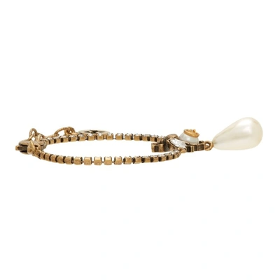 Shop Gucci Gold Bee Pearl Bracelet In 8516 0933/crystal/cr