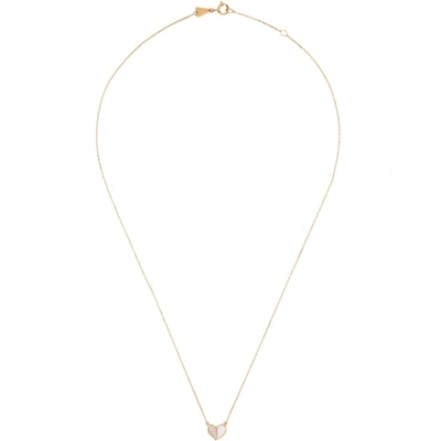 Shop Adina Reyter Gold Ceramic Pavé Folded Heart Necklace In Gold/white