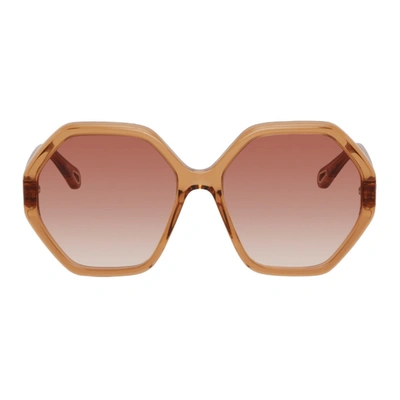Shop Chloé Orange Esther Hexagonal Sunglasses In 001 Peach
