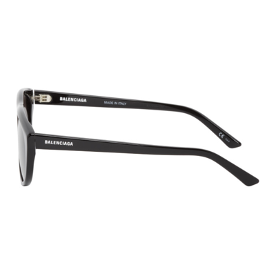 Shop Balenciaga Black Flat Top Wrap Sunglasses In 001 Black