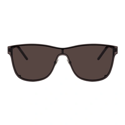 Shop Saint Laurent Black Over Mask Sl 51 Sunglasses In 001 Black