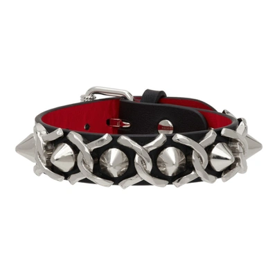 Shop Christian Louboutin Loubilink Bracelet In Bk65 Black/silver