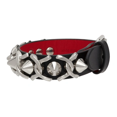 Shop Christian Louboutin Loubilink Bracelet In Bk65 Black/silver