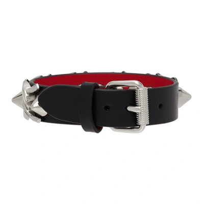 Shop Christian Louboutin Loubilink Bracelet In Bk65 Black/silver