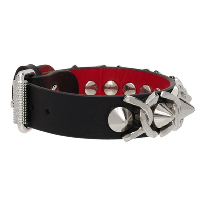 Shop Christian Louboutin Loubilink Bracelet In Bk65 Black/silver
