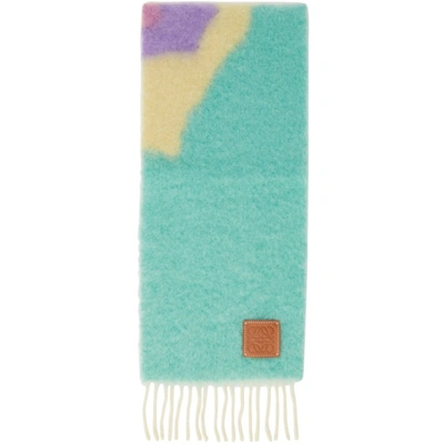 Shop Loewe Multicolor Mohair Graphic Scarf In 2016 White/multicolo
