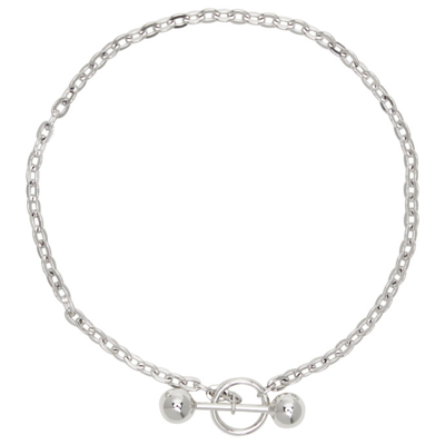 Saskia Diez Silver Barbelle Necklace | ModeSens