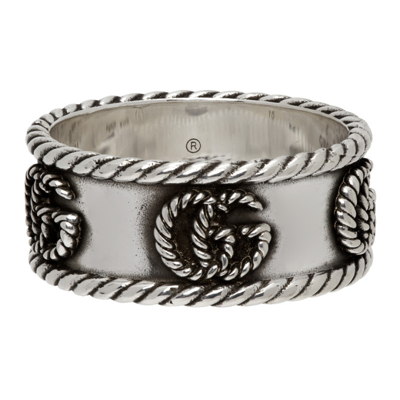 Shop Gucci Silver Double G Ring In 0701 Argento Aureco