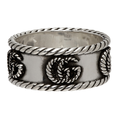 Shop Gucci Silver Double G Ring In 0701 Argento Aureco