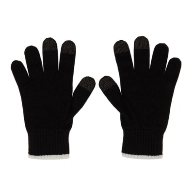 Shop Balmain Black Logo Tactile Gloves In Eab Noir