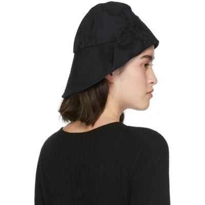 Shop Erdem Black Jacquard Embellished Bow Bucket Hat