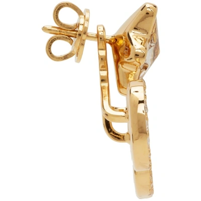 Shop Gucci Gold Script Crystal Earring In 8031 8005/crystal