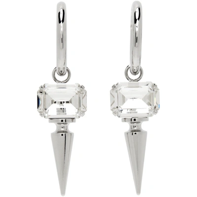 Shop Junya Watanabe Rhinestone Sharp Stud Drop Earrings In 1 Silver