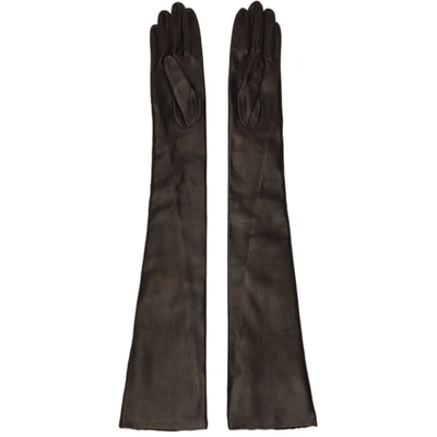 Shop Jil Sander Black Nappa Long Gloves In 001 Dark Black