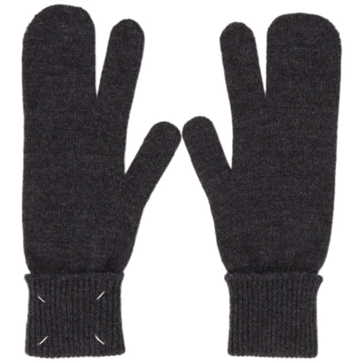 Shop Maison Margiela Grey Tabi Gloves In 859m Dark Grey