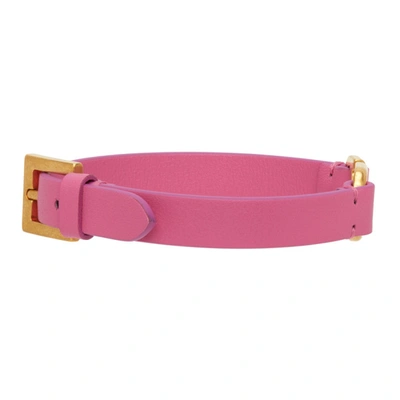 Shop Valentino Pink Calfskin Vlogo Bracelet In Hw4 Feminine