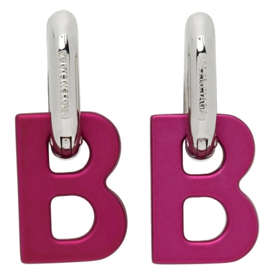 Shop Balenciaga Xs B Chain Earrings In 7053 Pink