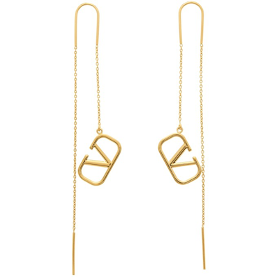 Shop Valentino Signature Vlogo Pendant Chain Earrings In Cs4 Gold
