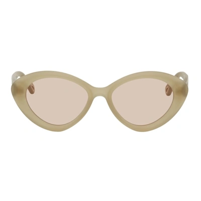 Shop Chloé Green Matte Cat-eye Sunglasses In 002 Green