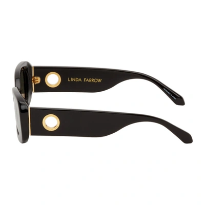 Shop Linda Farrow Black Lola Rectangular Sunglasses